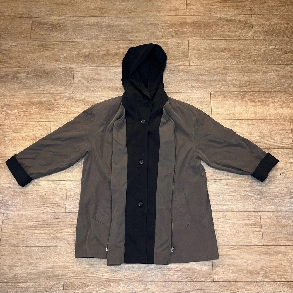 Gallery Brown and Black layer Jacket with buttons